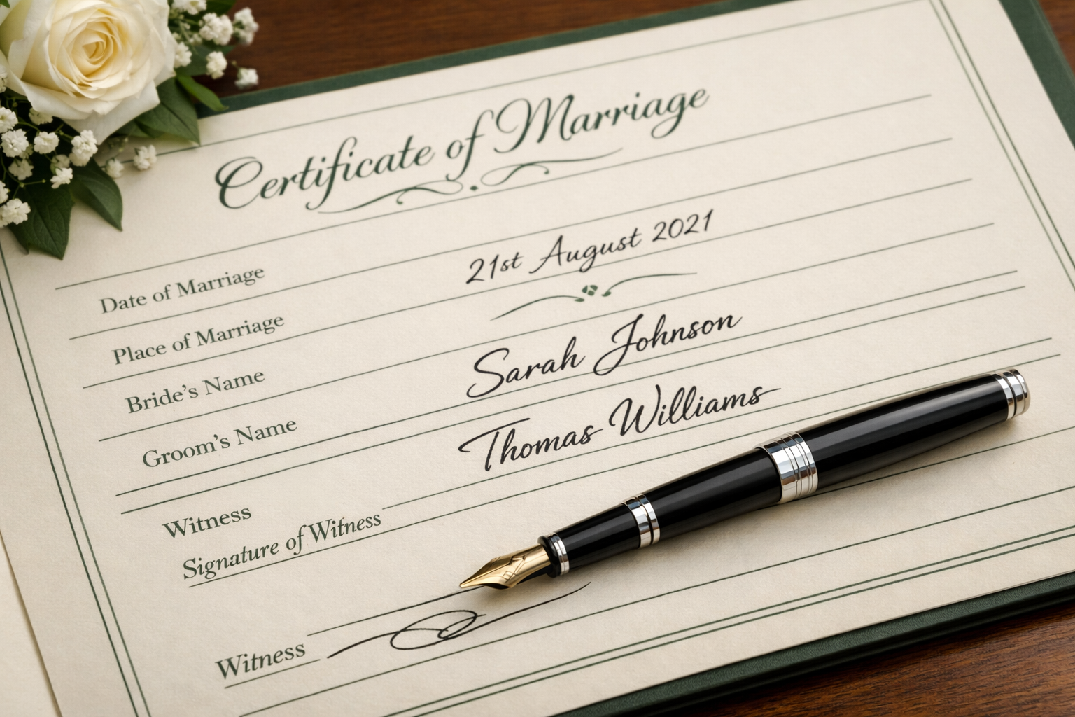 Marriage Certificate Signing